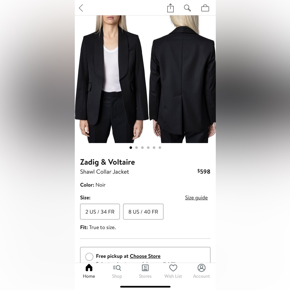 NWT Zadig & Voltaire Shawl Collar Jacket, black - Picture 10 of 13